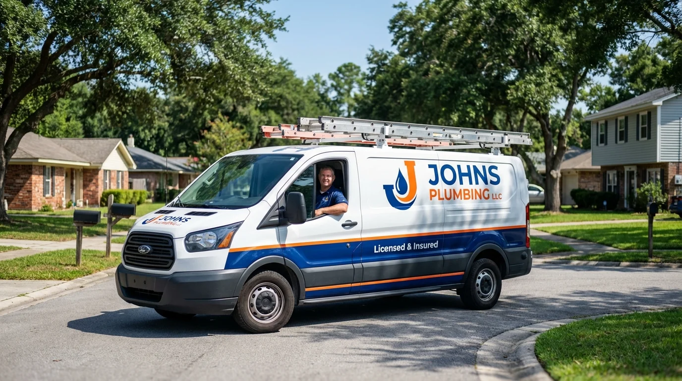 Johns Plumbing LLC service van in Mancelona, MI