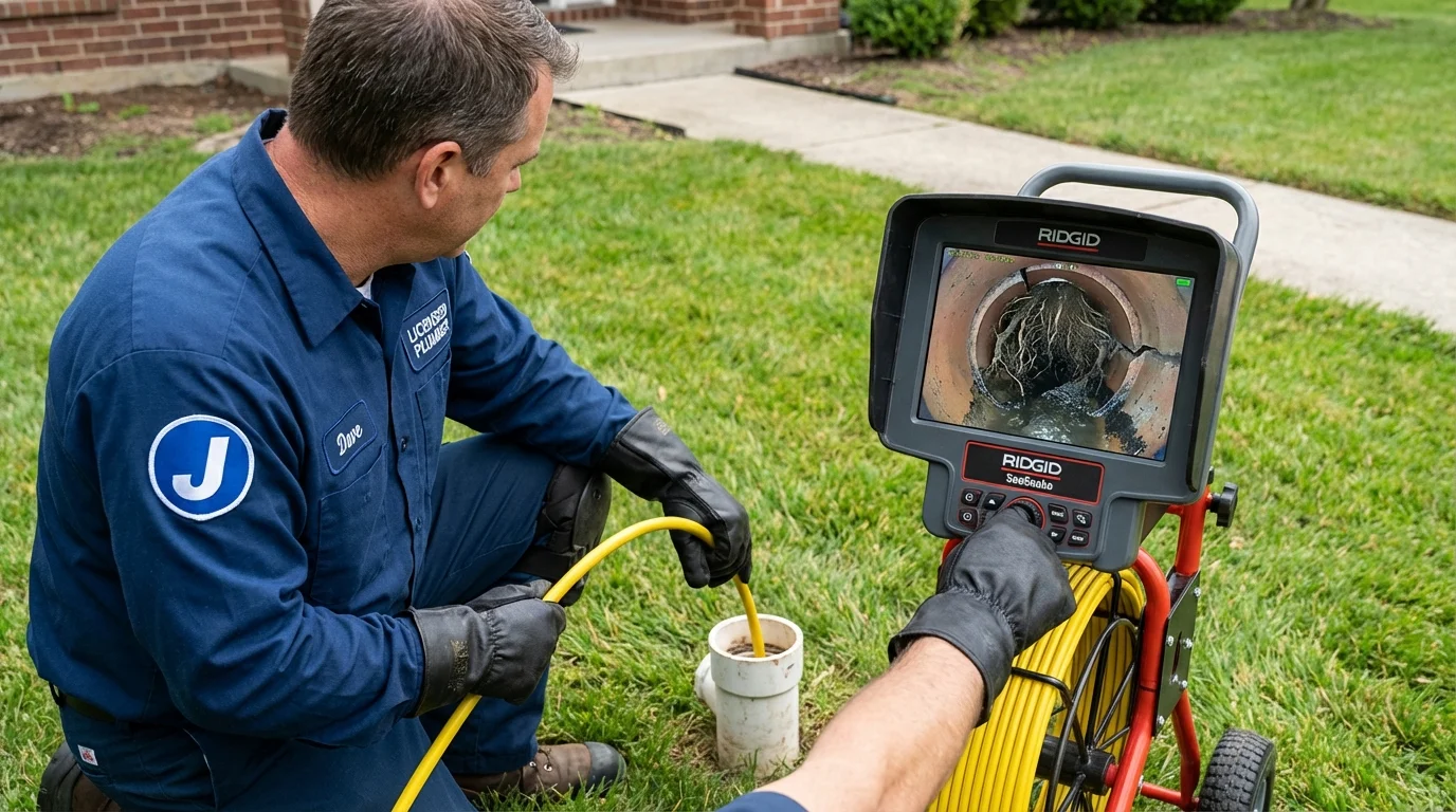 Sewer camera inspection being performed by Johns Plumbing LLC in Mancelona